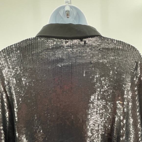 Future Collective Black Sequin Kahlana Barfield Brown Button Down Shirt 2X NWT - Picture 8 of 13